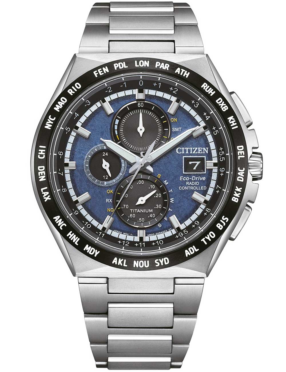 Citizen AT8238-84L men's watch Eco-Drive Super-Titanium radio controlled Chronograph 44mm 10ATM