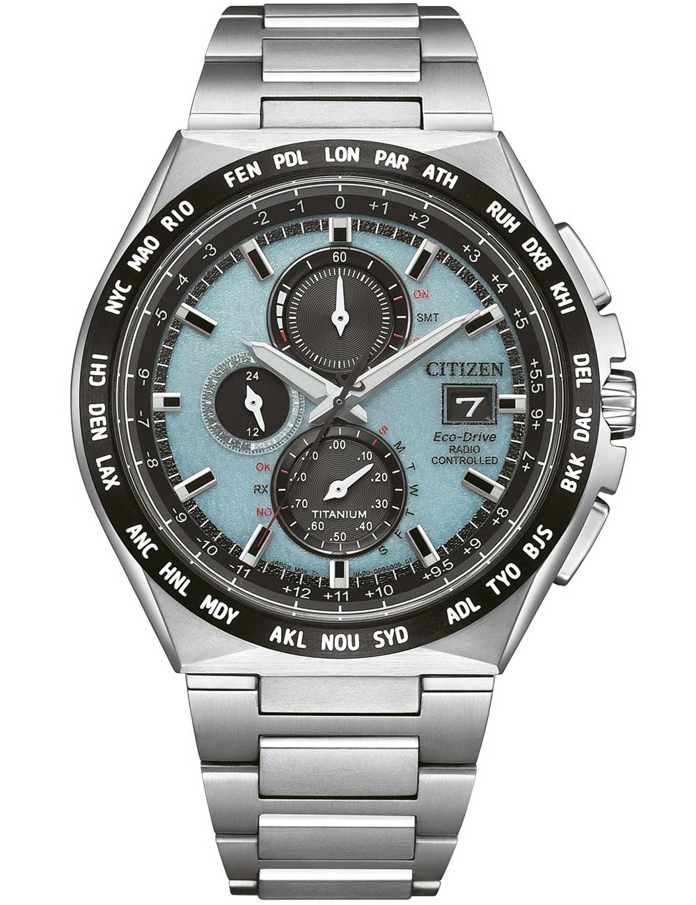Citizen AT8238-84M men's watch Eco-Drive Super-Titanium radio controlled Chronograph 44mm 10ATM