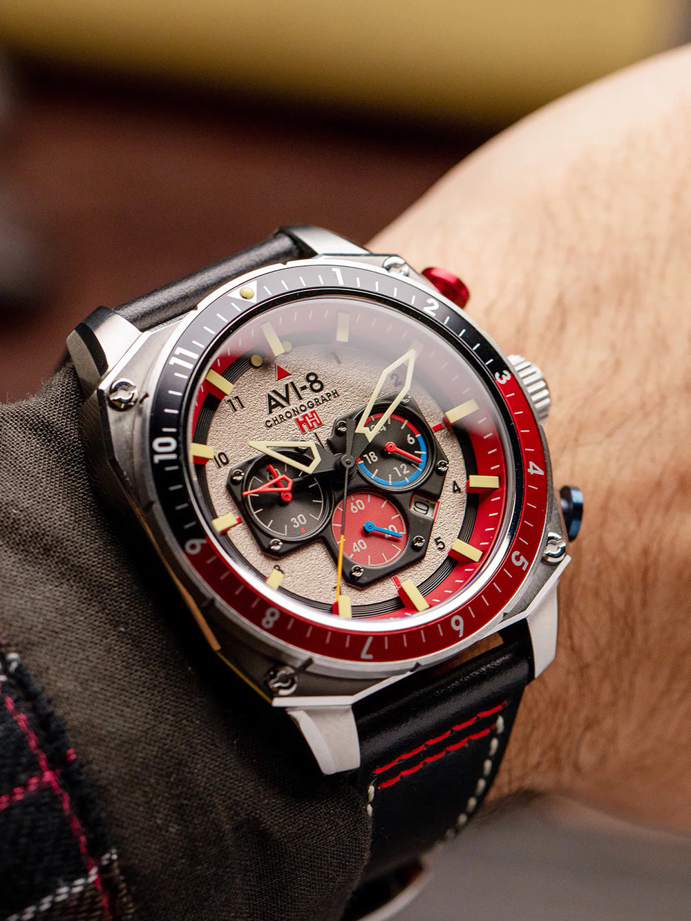 AVI-8 AV-4100-03 men's watch Hawker Hunter Dual Time Chronograph 43mm 5ATM