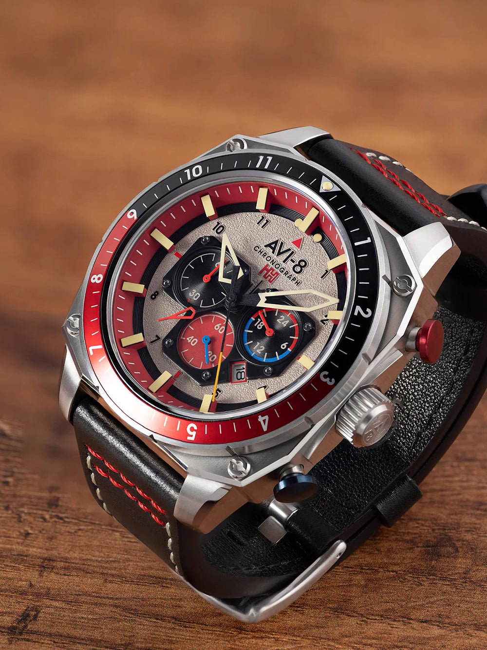 AVI-8 AV-4100-03 men's watch Hawker Hunter Dual Time Chronograph 43mm 5ATM