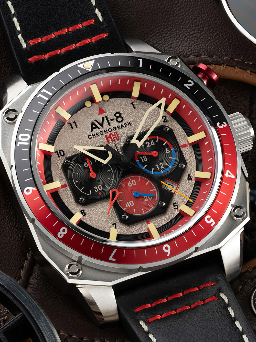 AVI-8 AV-4100-03 men's watch Hawker Hunter Dual Time Chronograph 43mm 5ATM
