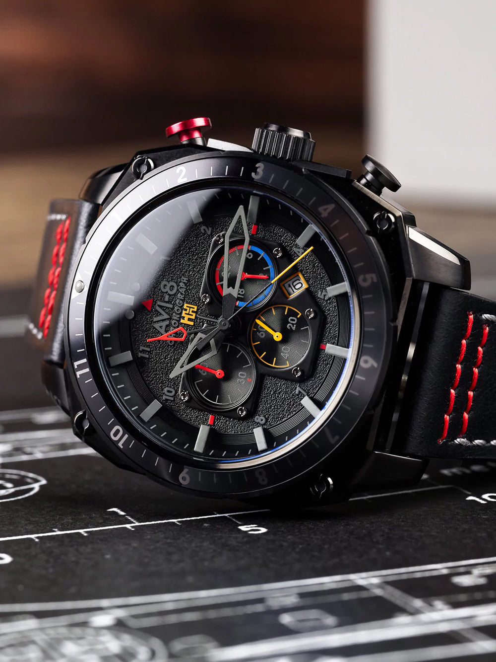 AVI-8 AV-4100-04 men's watch Hawker Hunter Dual Time Chronograph 43mm 5ATM