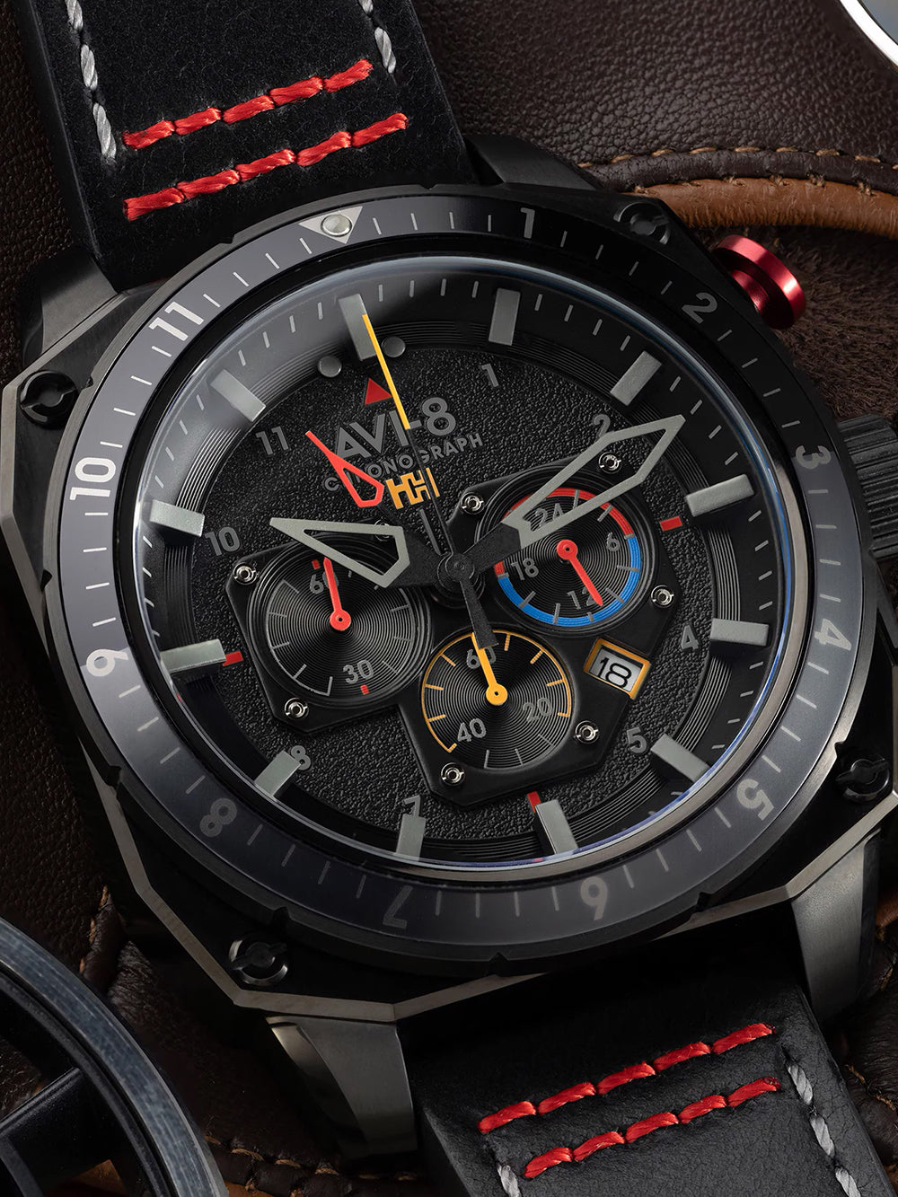 AVI-8 AV-4100-04 men's watch Hawker Hunter Dual Time Chronograph 43mm 5ATM