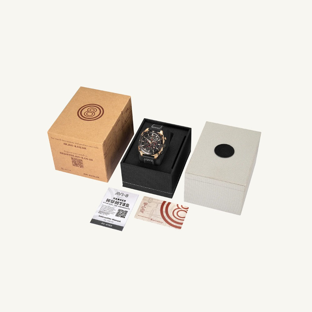 AVI-8 AV-4100-06 men's watch Hawker Hunter Dual Time Chronograph 43mm 5ATM