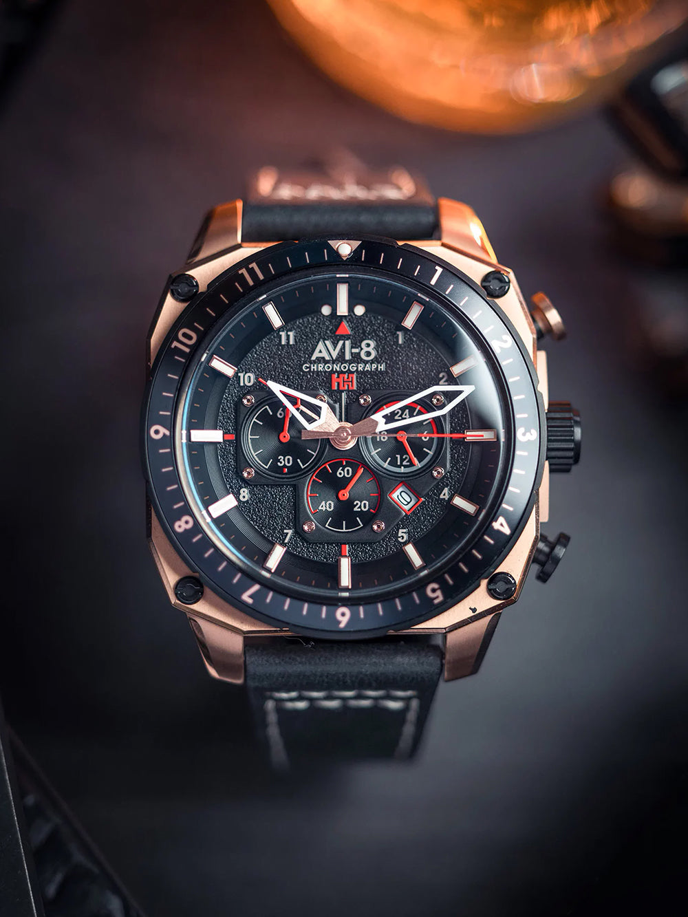 AVI-8 AV-4100-06 men's watch Hawker Hunter Dual Time Chronograph 43mm 5ATM