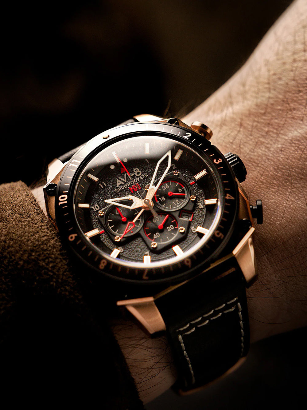AVI-8 AV-4100-06 men's watch Hawker Hunter Dual Time Chronograph 43mm 5ATM