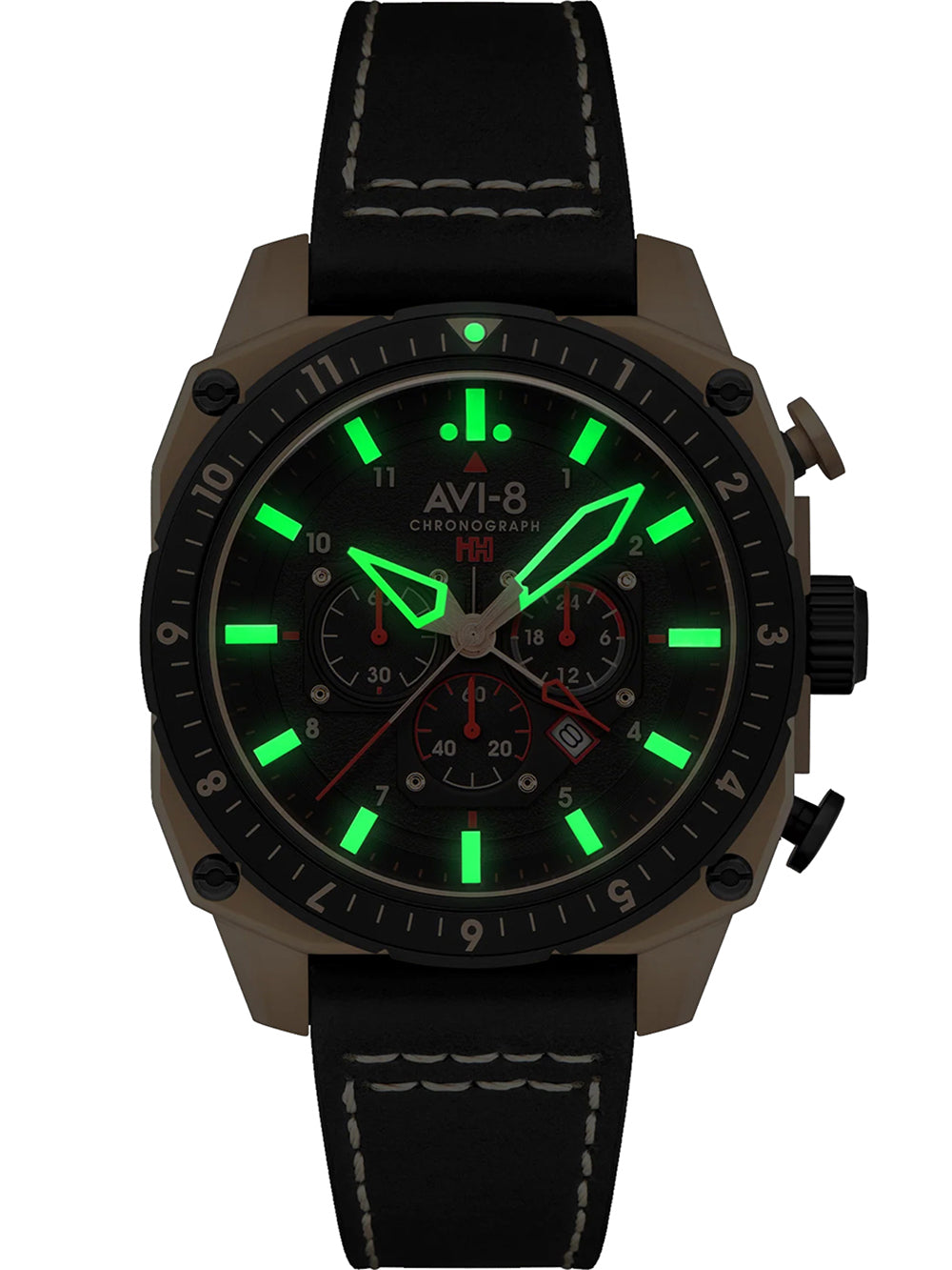 AVI-8 AV-4100-06 men's watch Hawker Hunter Dual Time Chronograph 43mm 5ATM