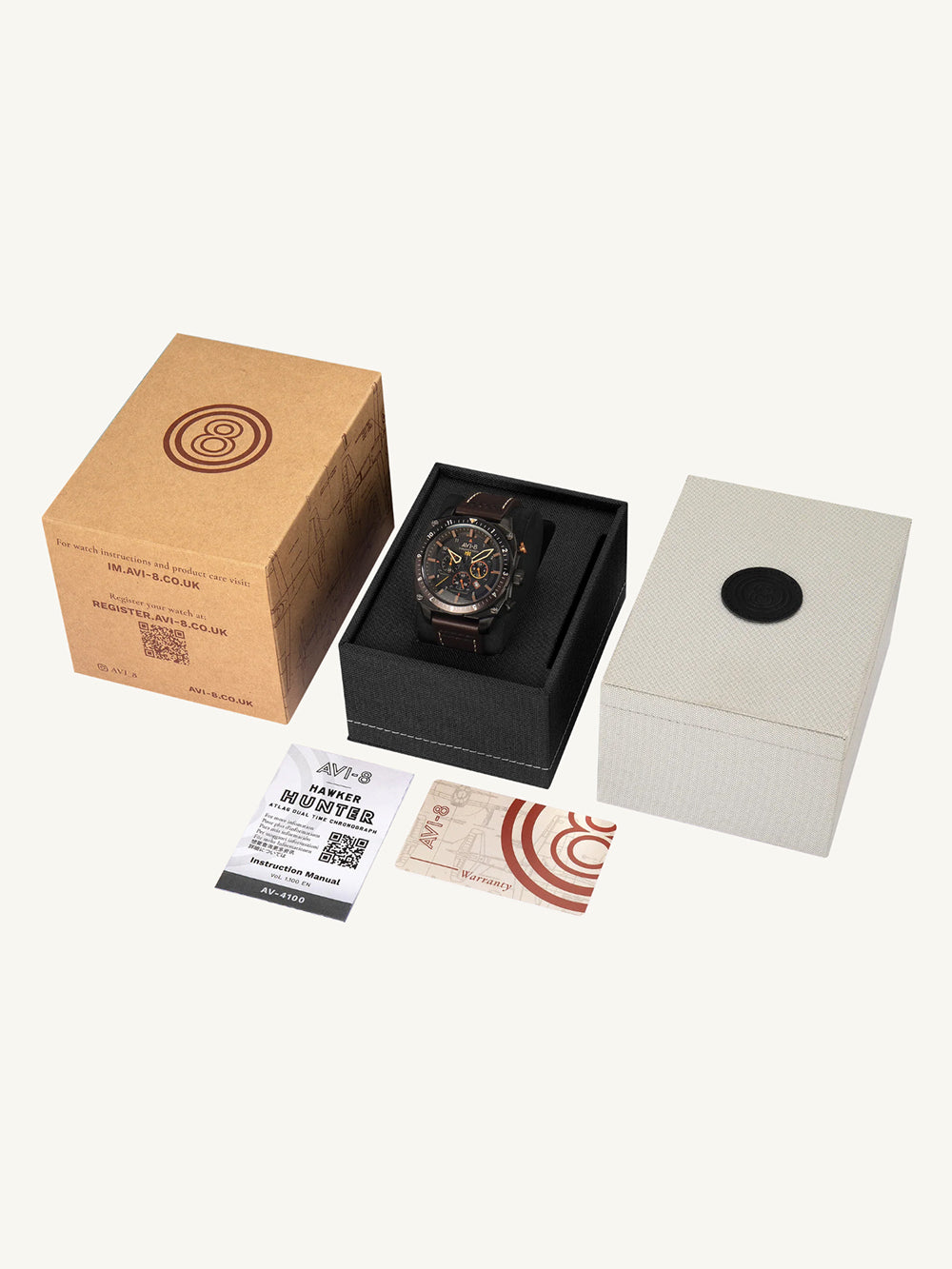 AVI-8 AV-4100-08 men's watch Hawker Hunter Dual Time Chronograph 43mm 5ATM