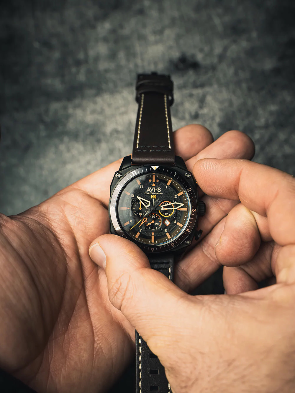 AVI-8 AV-4100-08 men's watch Hawker Hunter Dual Time Chronograph 43mm 5ATM