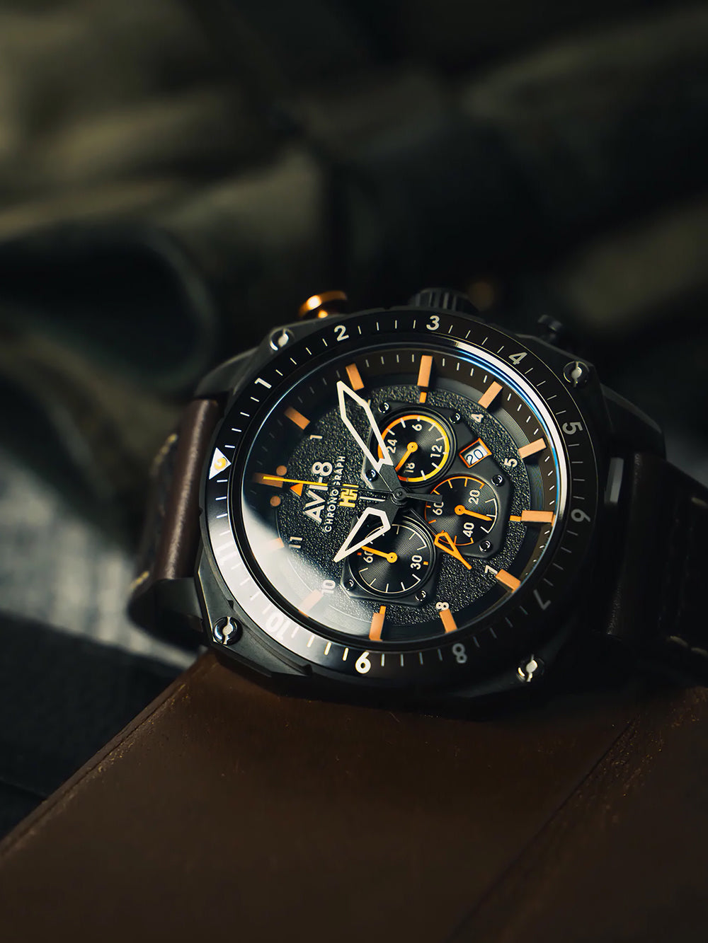 AVI-8 AV-4100-08 men's watch Hawker Hunter Dual Time Chronograph 43mm 5ATM