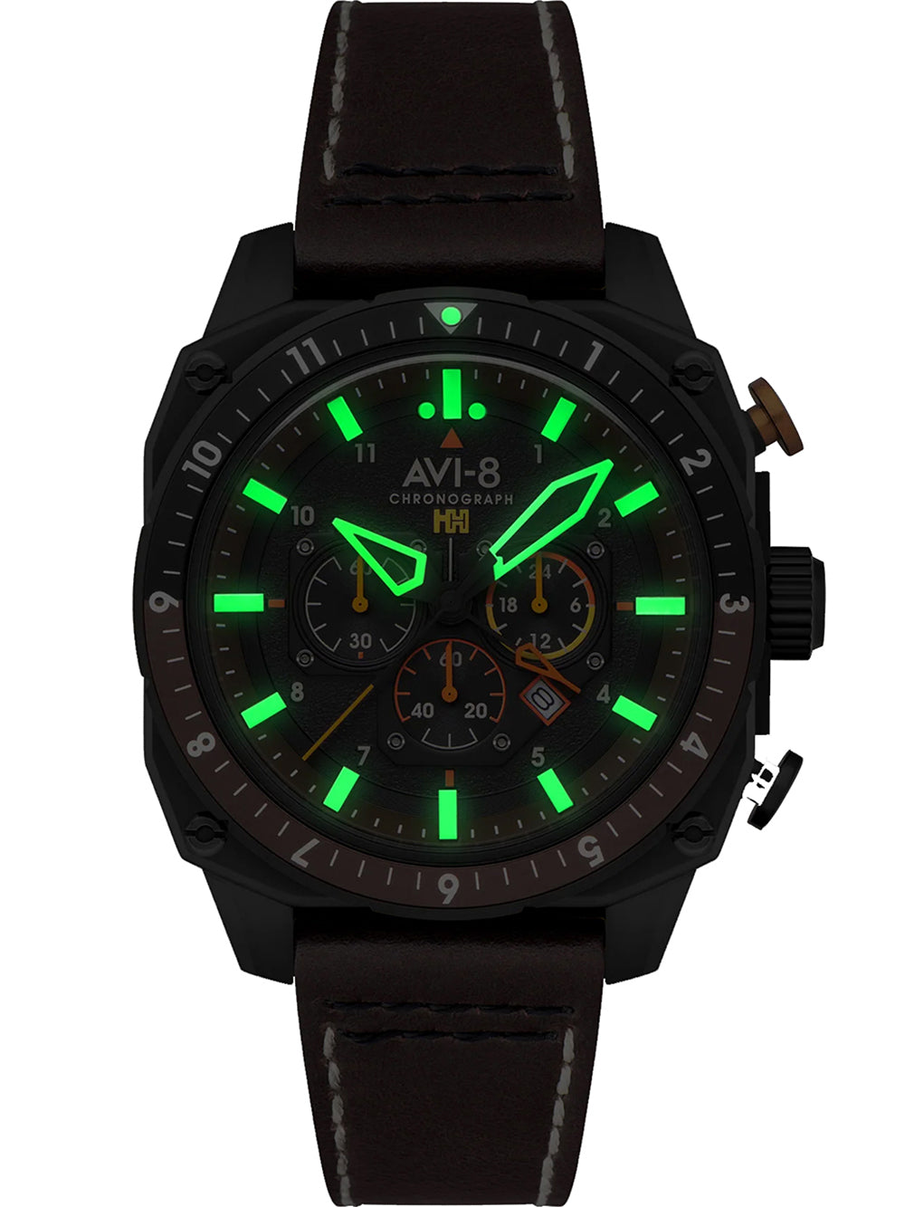 AVI-8 AV-4100-08 men's watch Hawker Hunter Dual Time Chronograph 43mm 5ATM