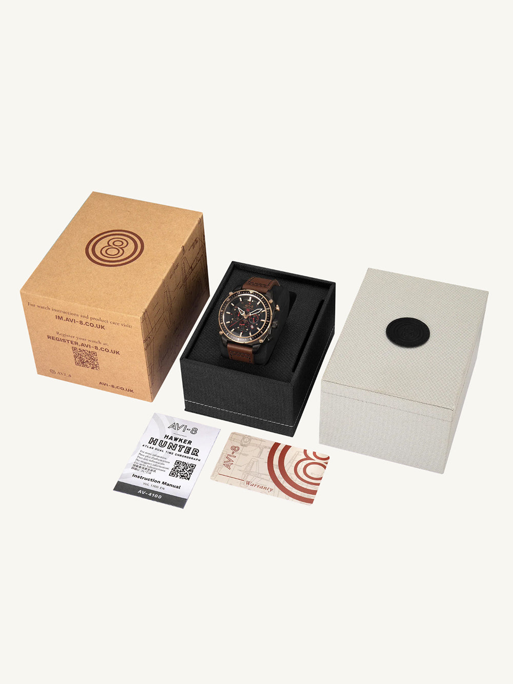 AVI-8 AV-4100-09 men's watch Hawker Hunter Dual Time Chronograph 43mm 5ATM