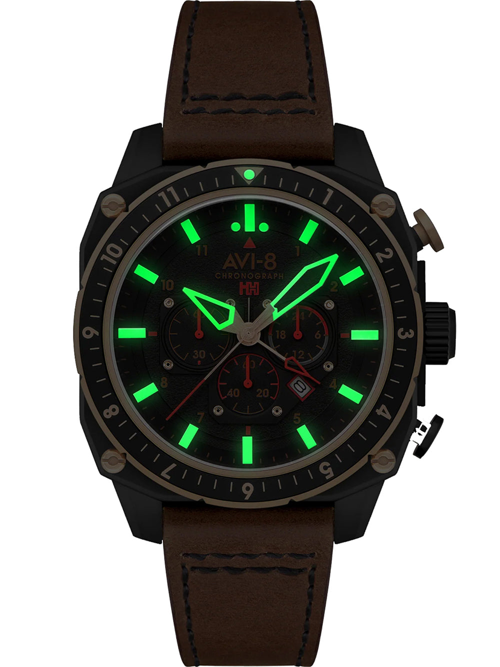 AVI-8 AV-4100-09 men's watch Hawker Hunter Dual Time Chronograph 43mm 5ATM