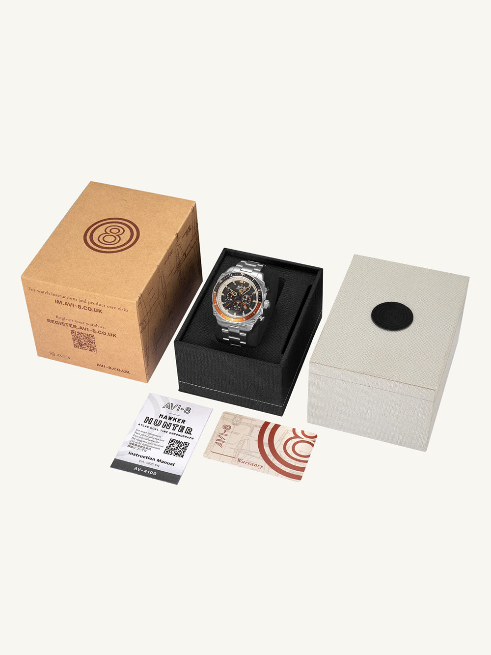 AVI-8 AV-4100-11 men's watch Hawker Hunter Dual Time Chronograph 43mm 5ATM