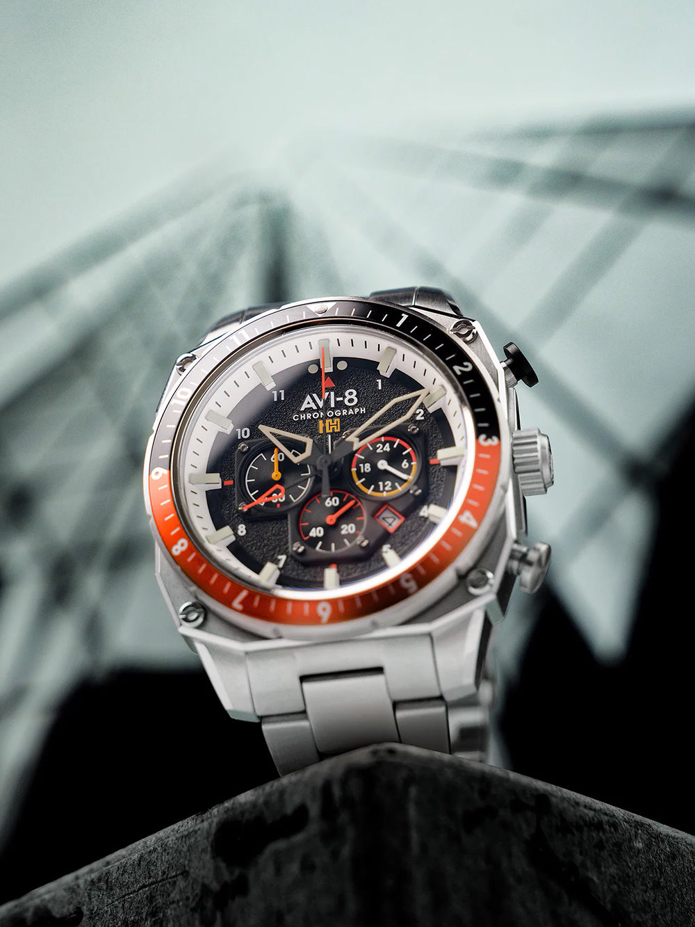 AVI-8 AV-4100-11 men's watch Hawker Hunter Dual Time Chronograph 43mm 5ATM