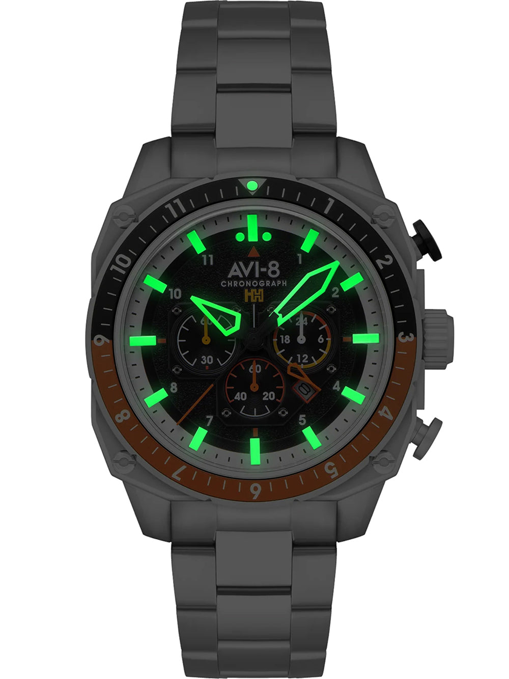 AVI-8 AV-4100-11 men's watch Hawker Hunter Dual Time Chronograph 43mm 5ATM