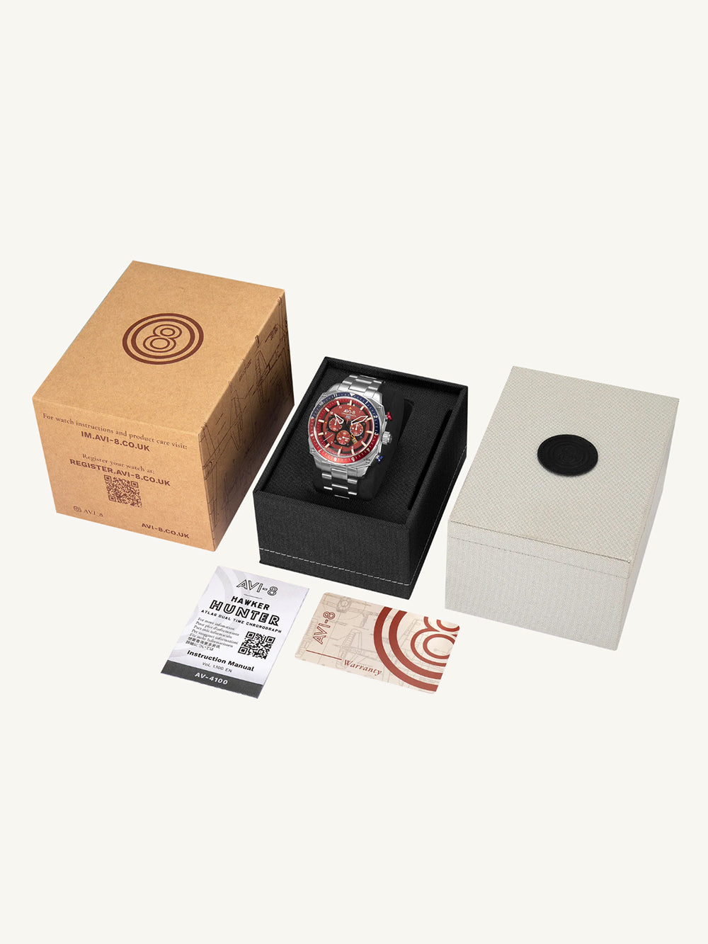 AVI-8 AV-4100-22 men's watch Hawker Hunter Dual Time Chronograph 43mm 5ATM