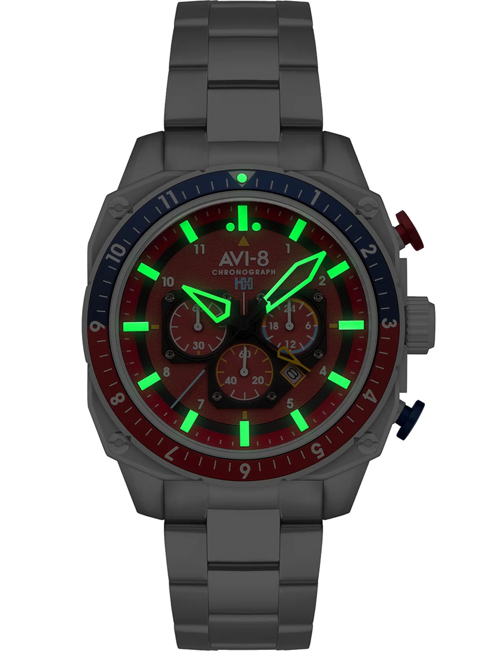 AVI-8 AV-4100-22 men's watch Hawker Hunter Dual Time Chronograph 43mm 5ATM