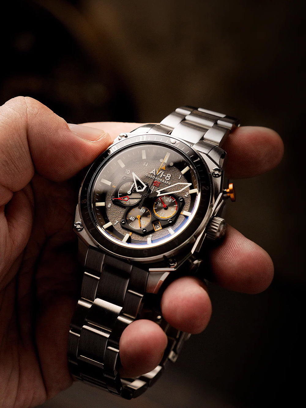 AVI-8 AV-4100-33 men's watch Hawker Hunter Dual Time Chronograph 43mm 5ATM