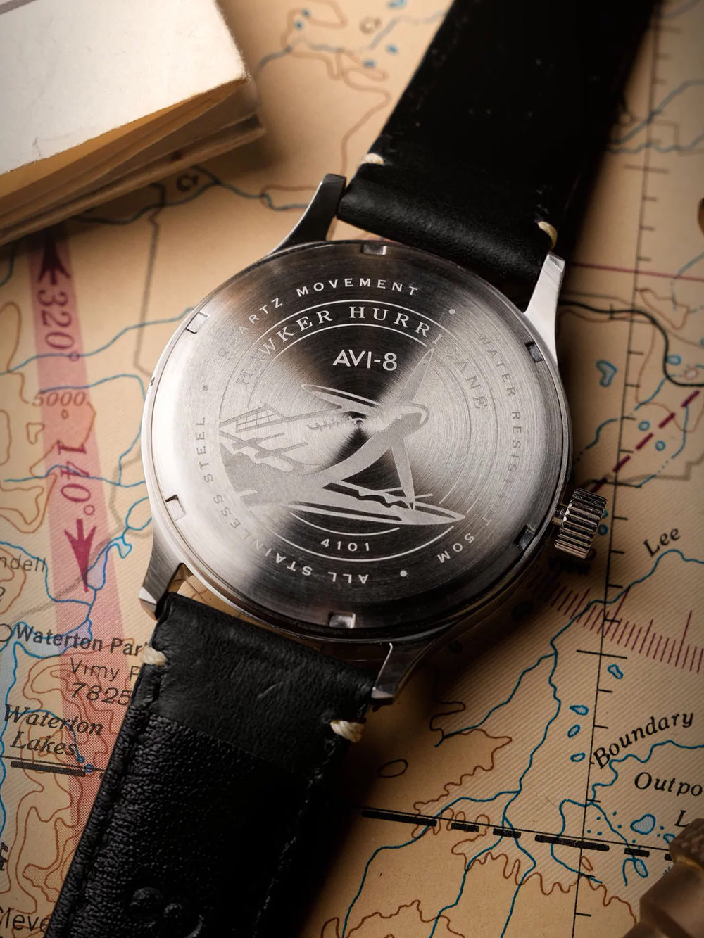 AVI-8 AV-4101-0A men's watch Hawker Hurricane McKellar Dual Time 44mm 5ATM