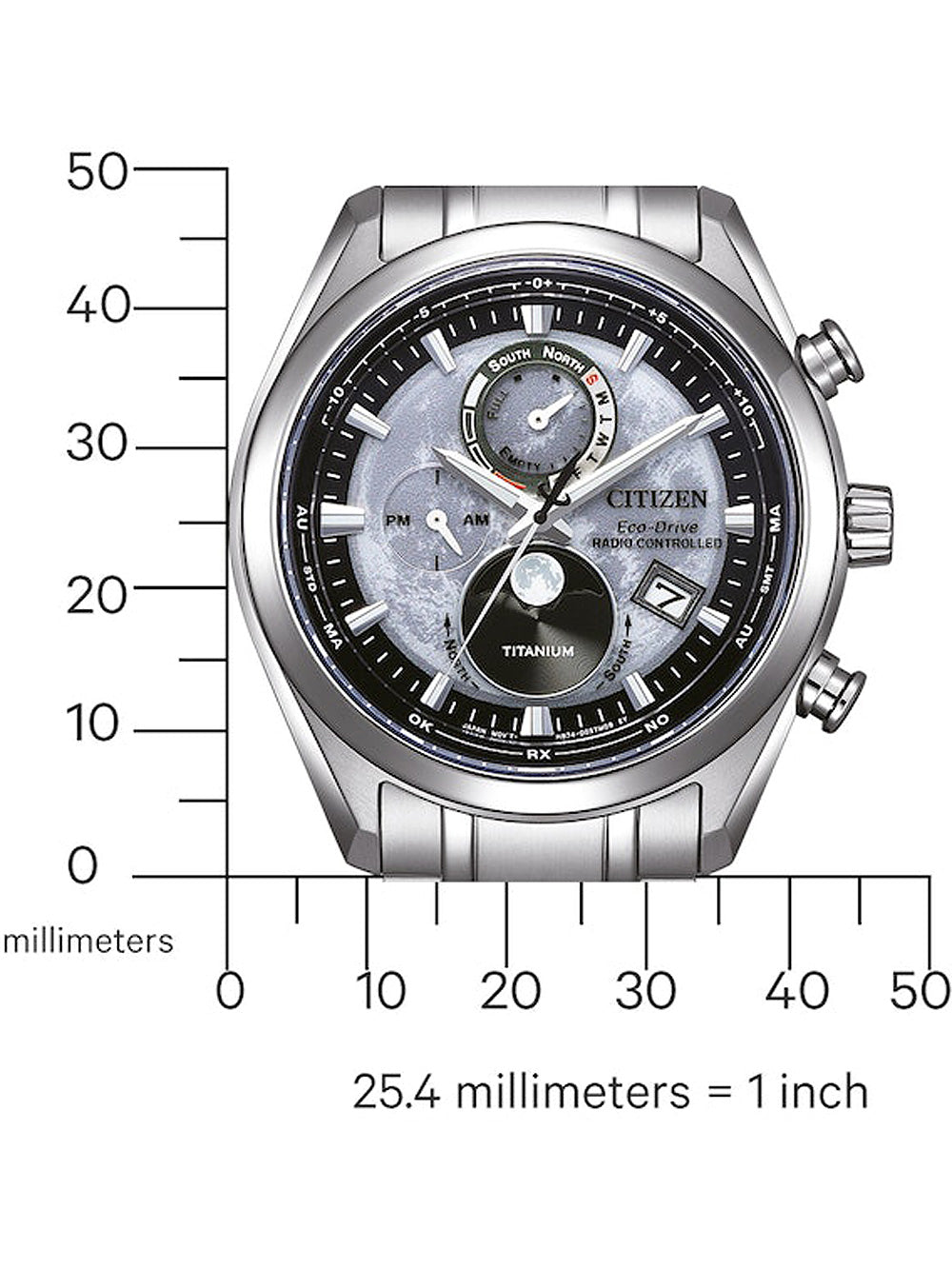 Citizen BY1010-81H Eco-Drive Moon Phase Titanium Radio Contr. men's watch