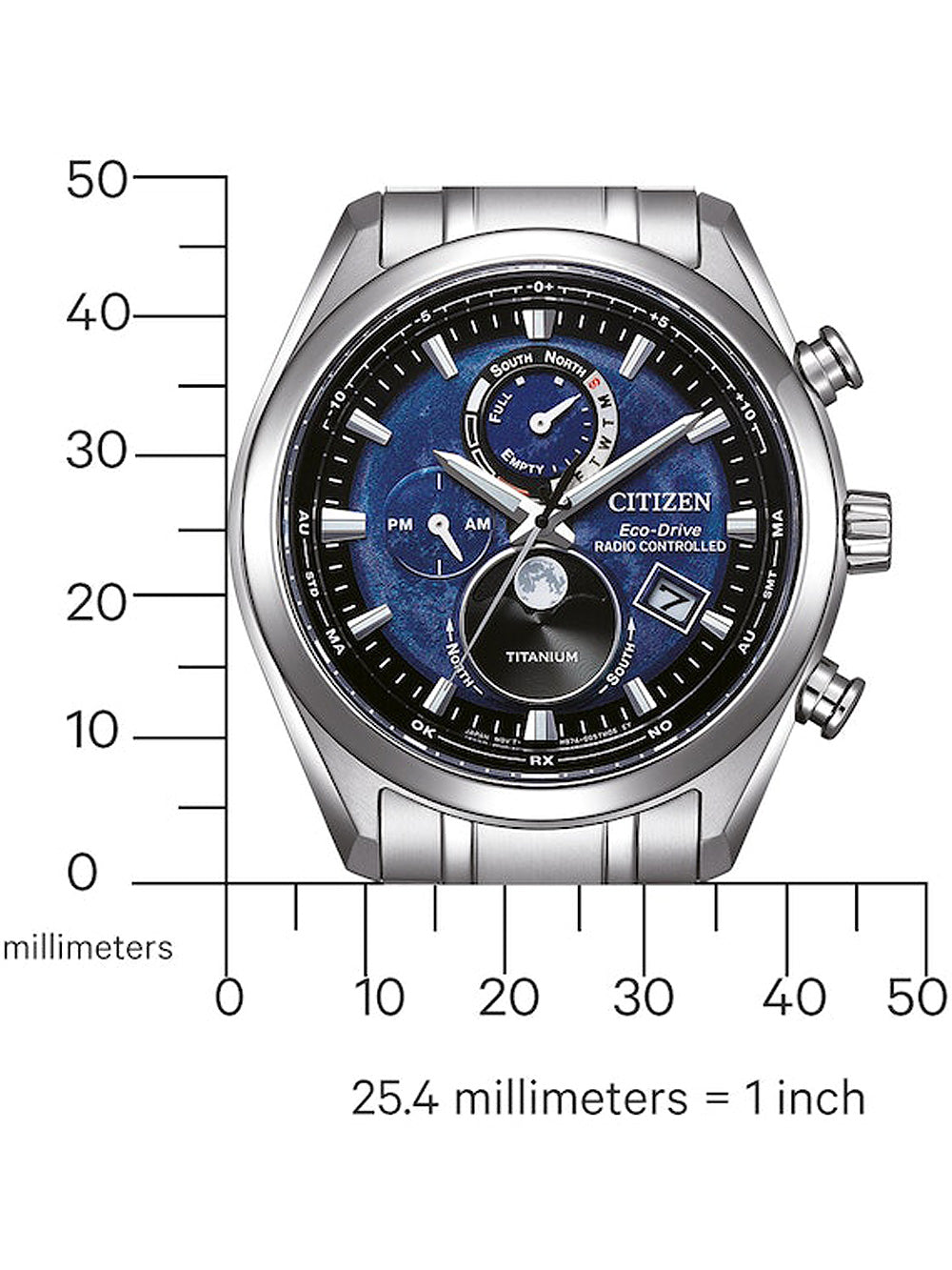 Citizen BY1010-81L Eco-Drive Moon Phase Titanium Radio Contr. men's watch