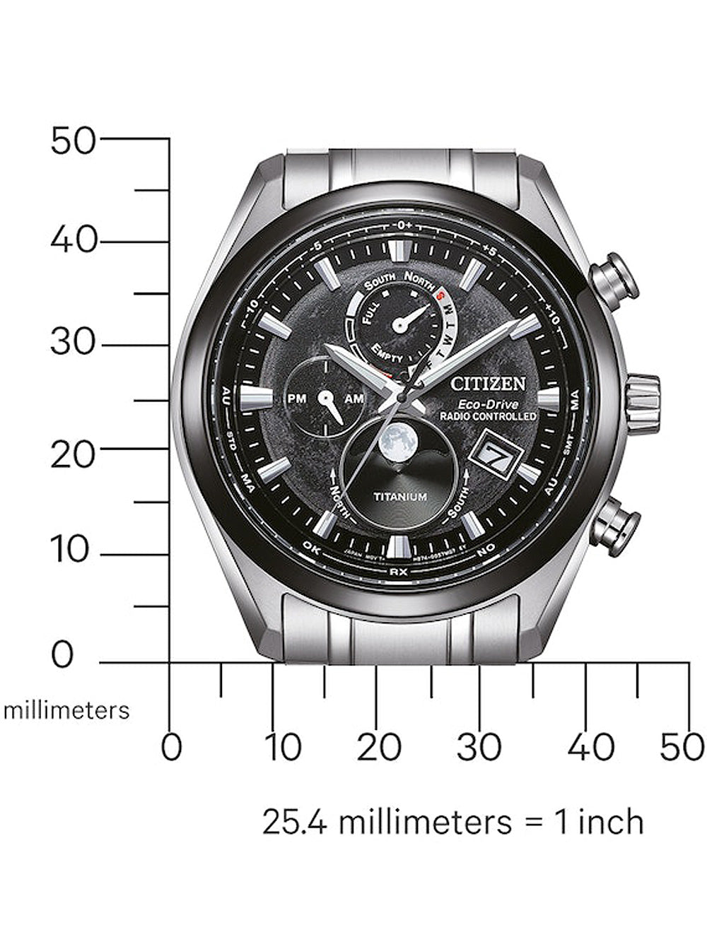 Citizen BY1018-80E Eco-Drive Moon Phase Titanium Radio Contr. men's watch