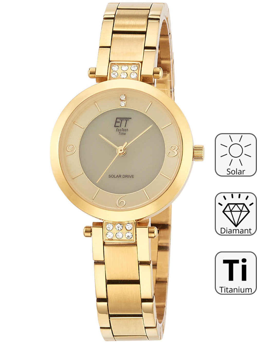 ETT ELS-12141-62M Diamond Lady Solar Drive women's watch 30mm 5ATM