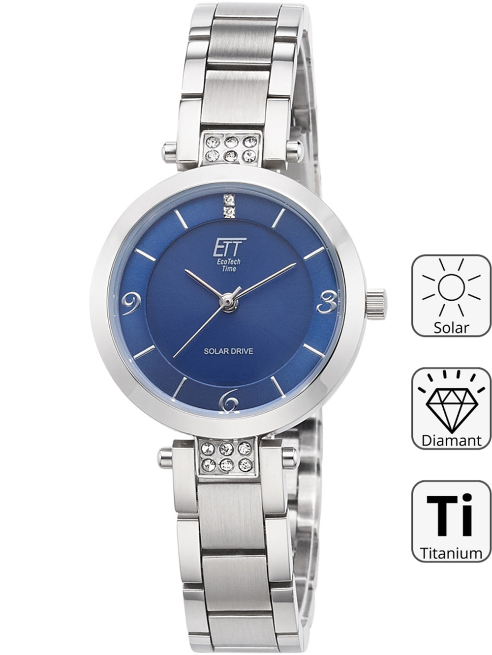 ETT ELS-12142-31M Diamond Lady Solar Drive women's watch 30mm 5ATM