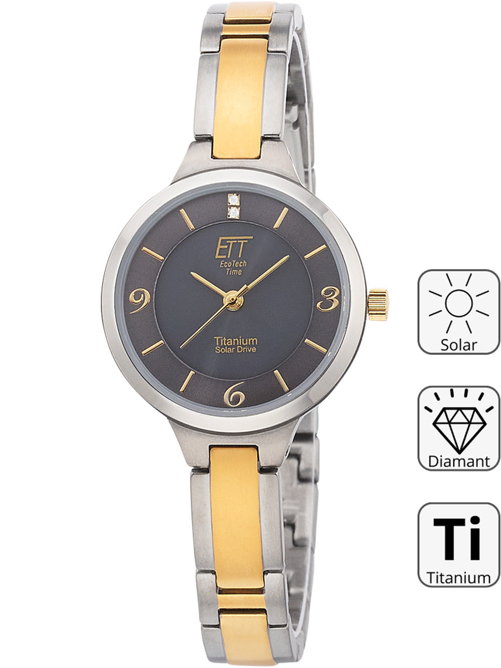ETT ELS-12146-52M Diamond Lady Solar Drive Titan women's watch 28mm 5ATM
