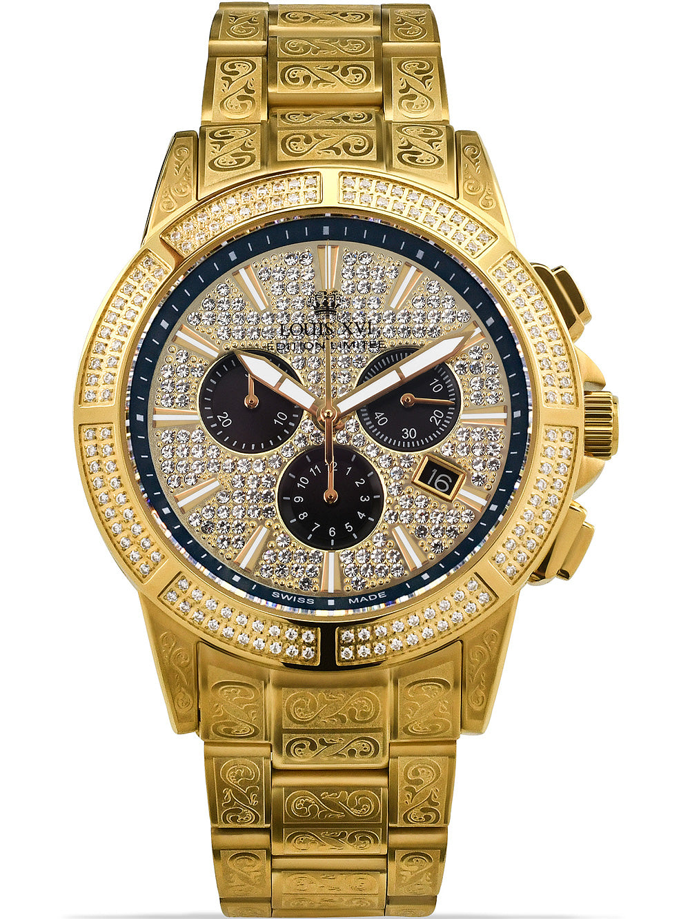 Louis XVI LXVI1126 Majeste Iced Out Chronograph men's watch 43mm 5ATM