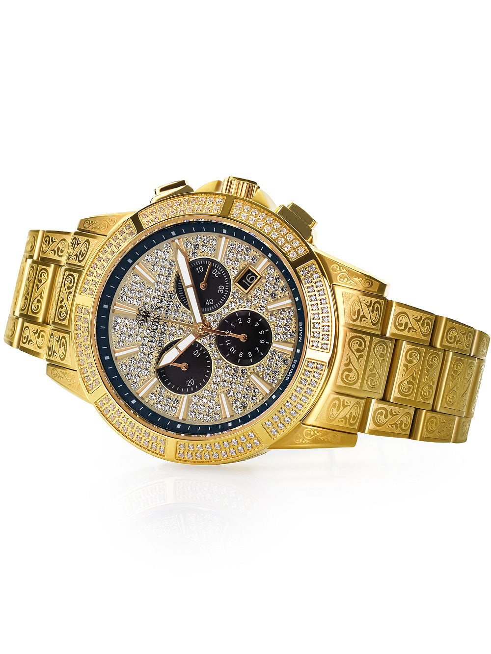Louis XVI LXVI1126 Majeste Iced Out Chronograph men's watch 43mm 5ATM