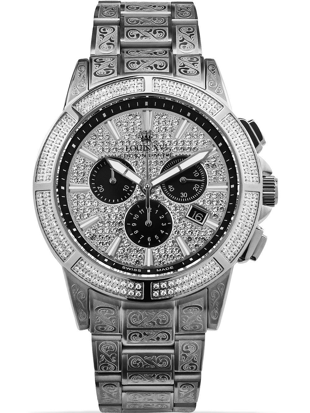Louis XVI LXVI1127 Majeste Iced Out Chronograph men's watch 43mm 5ATM