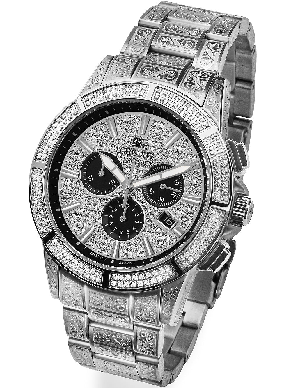 Louis XVI LXVI1127 Majeste Iced Out Chronograph men's watch 43mm 5ATM