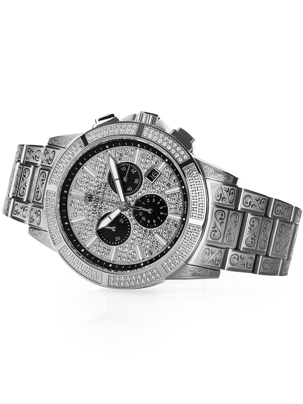 Louis XVI LXVI1127 Majeste Iced Out Chronograph men's watch 43mm 5ATM