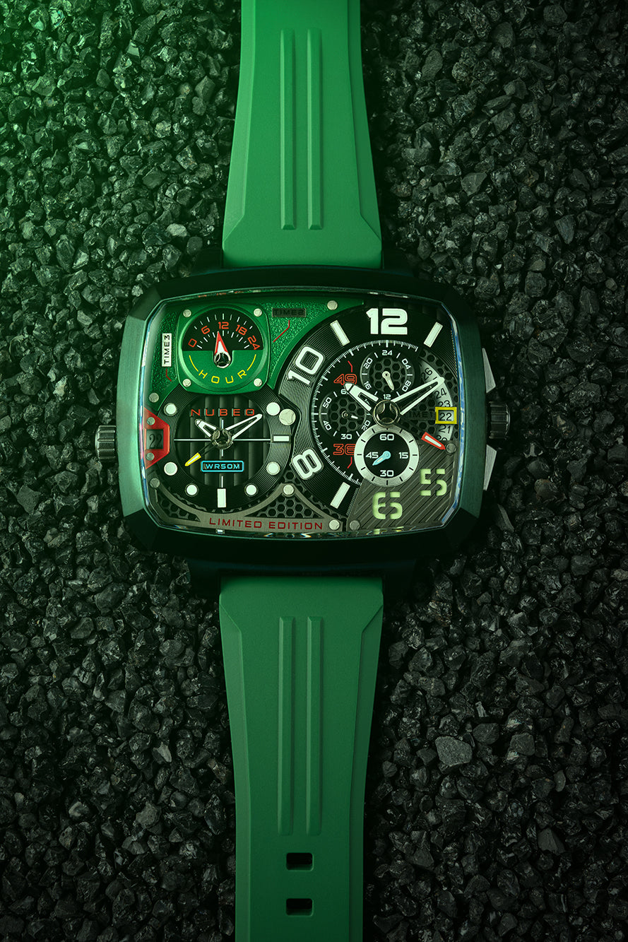 Nubeo NB-6084-03 men's watch Odyssey Triple Time-Zone Limited 58mm 5ATM