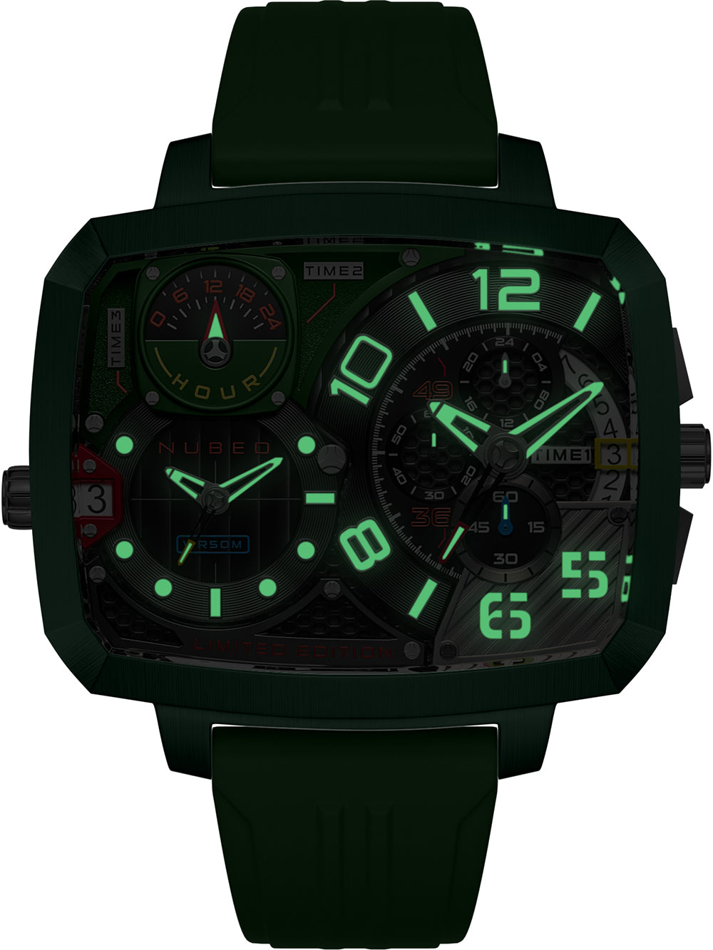 Nubeo NB-6084-03 men's watch Odyssey Triple Time-Zone Limited 58mm 5ATM