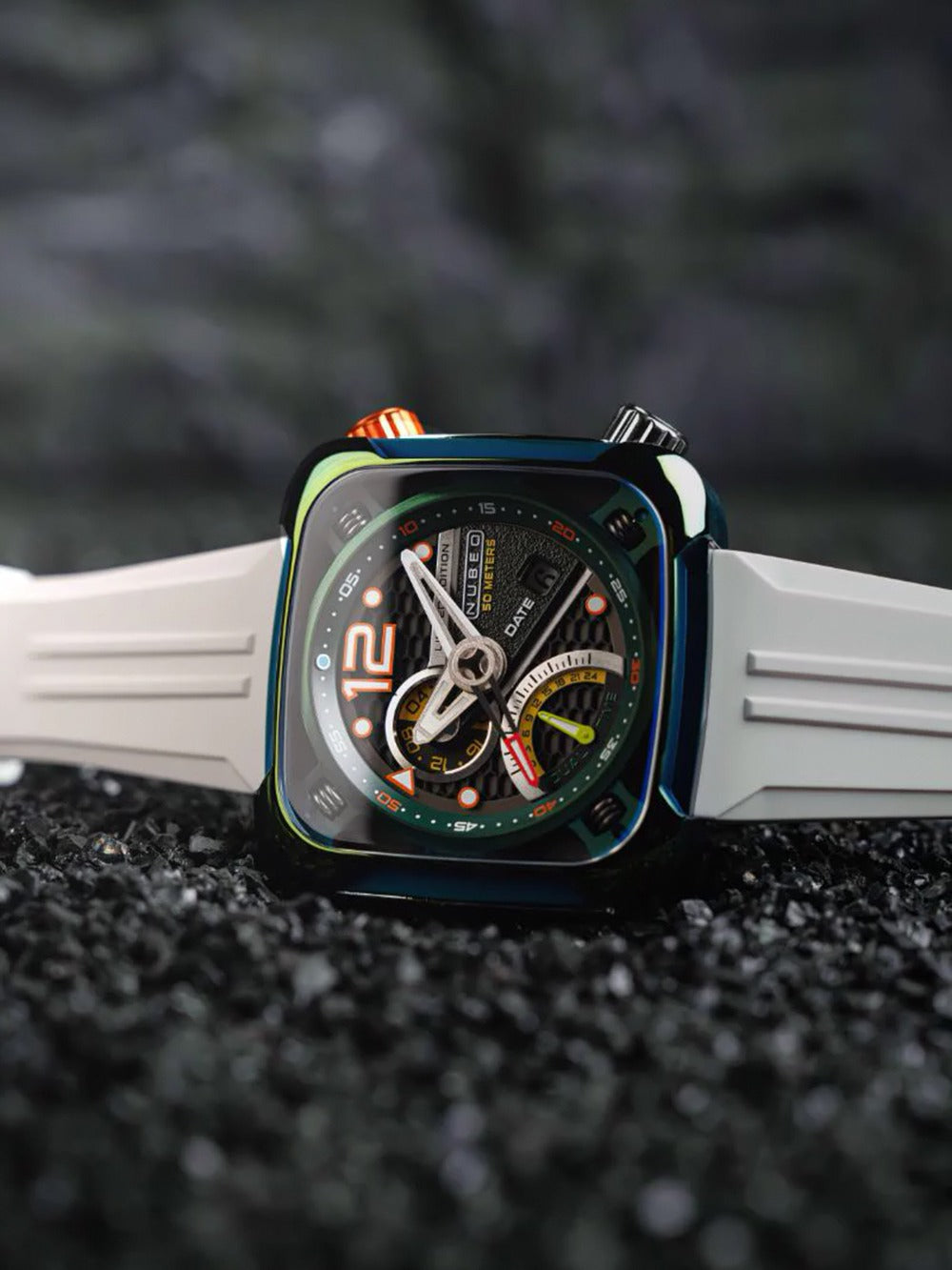 Nubeo NB-6096-02 men's watch Ecliptic Dual Time 45mm 5ATM