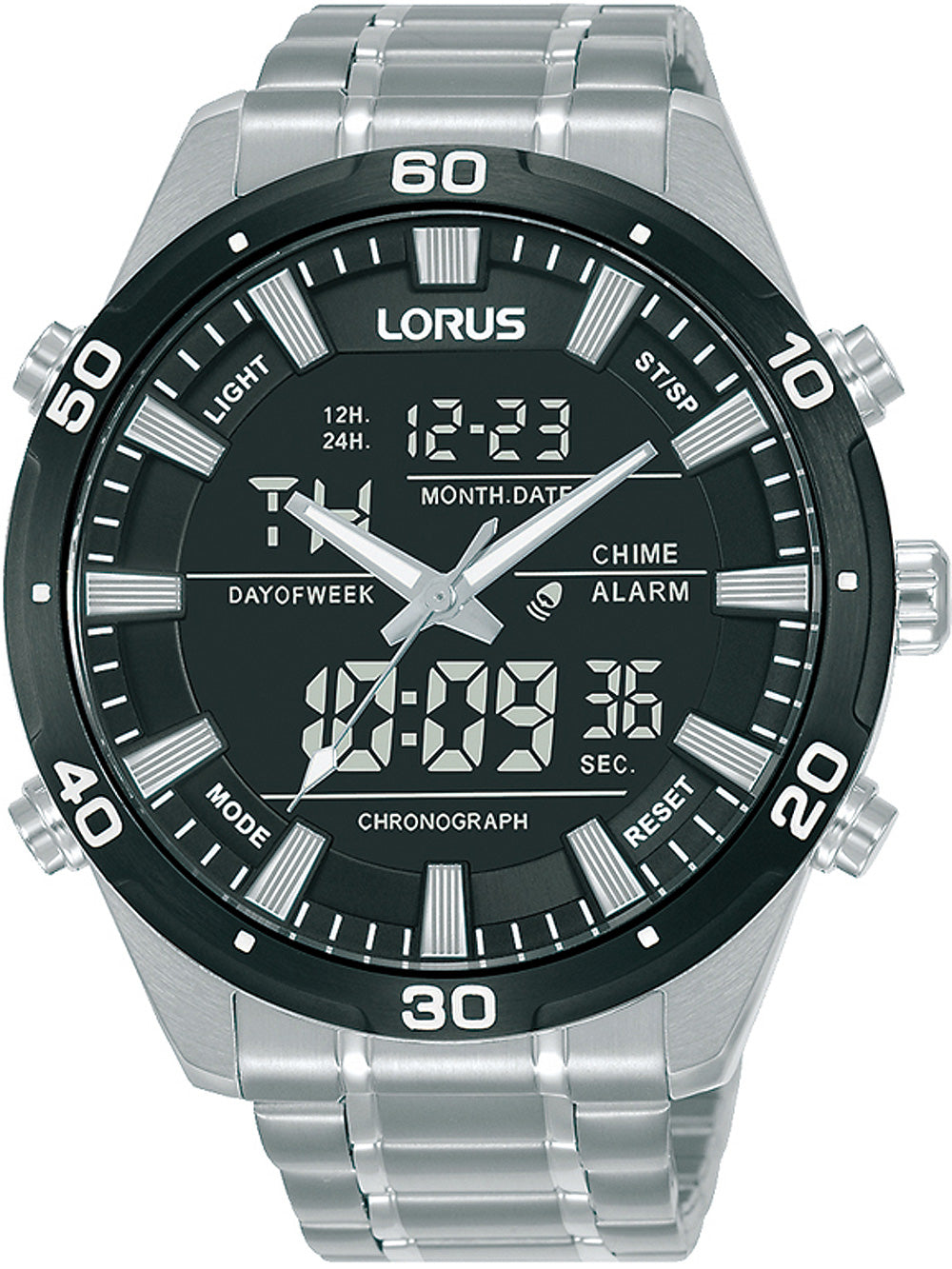 Lorus RW649AX9 digital Chronograph men's watch 46mm 10ATM