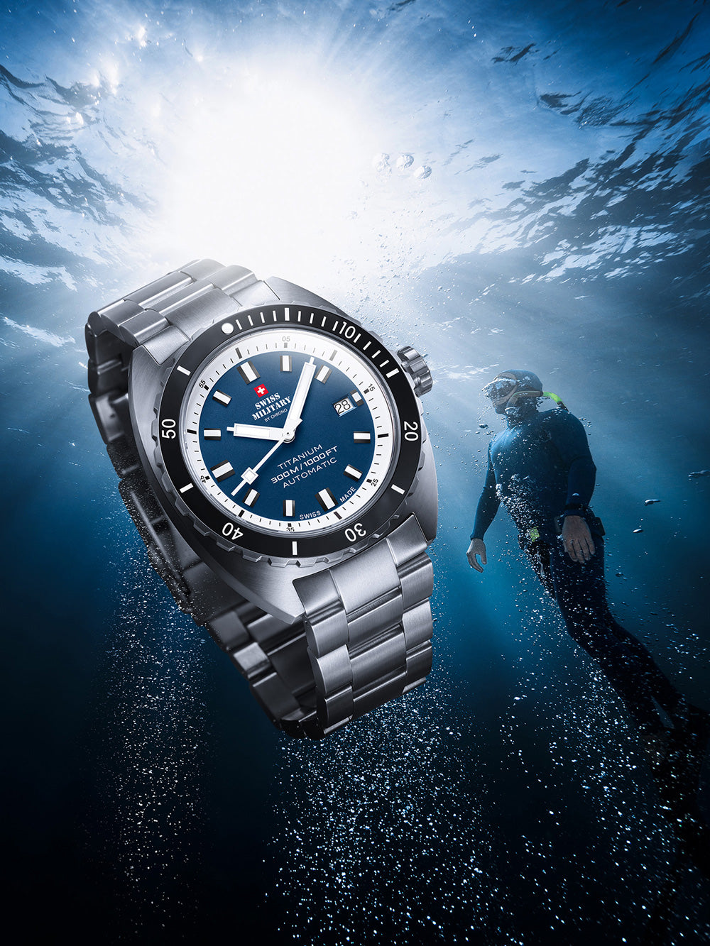 Swiss Military SMA34100.03 Diver Titanium Automatic men's watch 42mm 30ATM