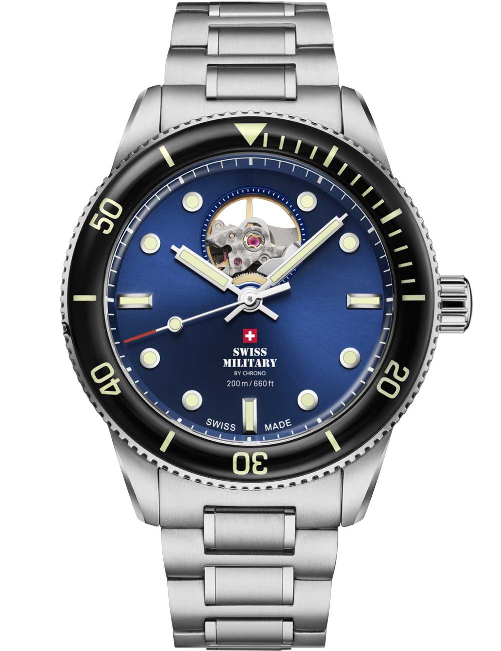 Swiss Military SMA34106.12 men's watch Automatic Open-Heart Diver 42mm 20ATM