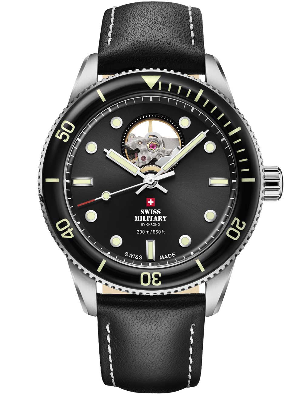Swiss Military SMA34106.15 men's watch Automatic Open-Heart Diver 42mm 20ATM