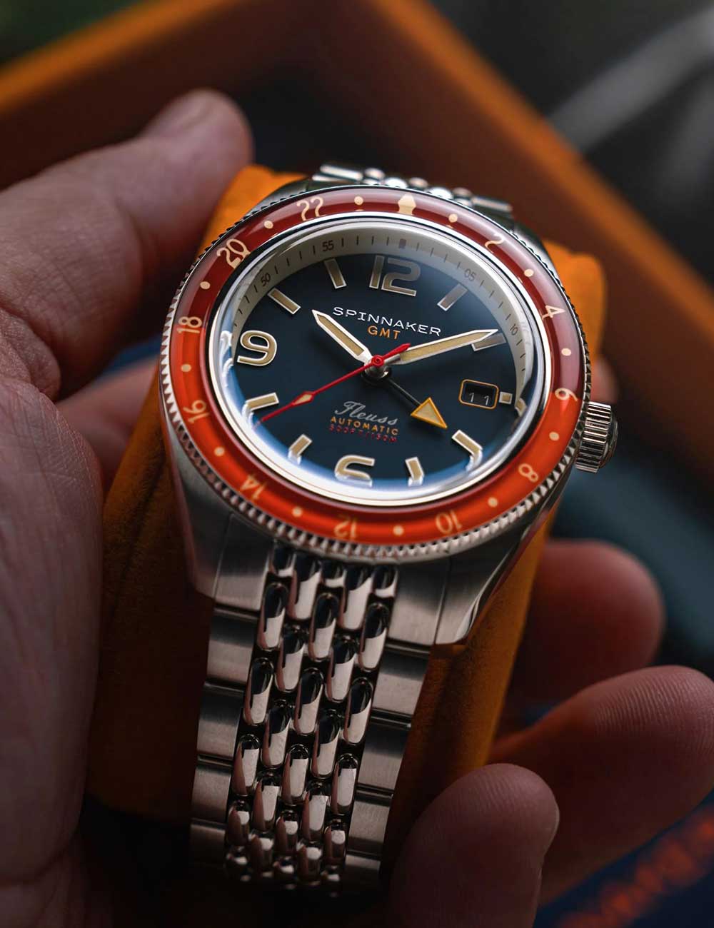 Spinnaker SP-5120-55 men's watch Fleuss GMT Automatic Set 43mm 15ATM