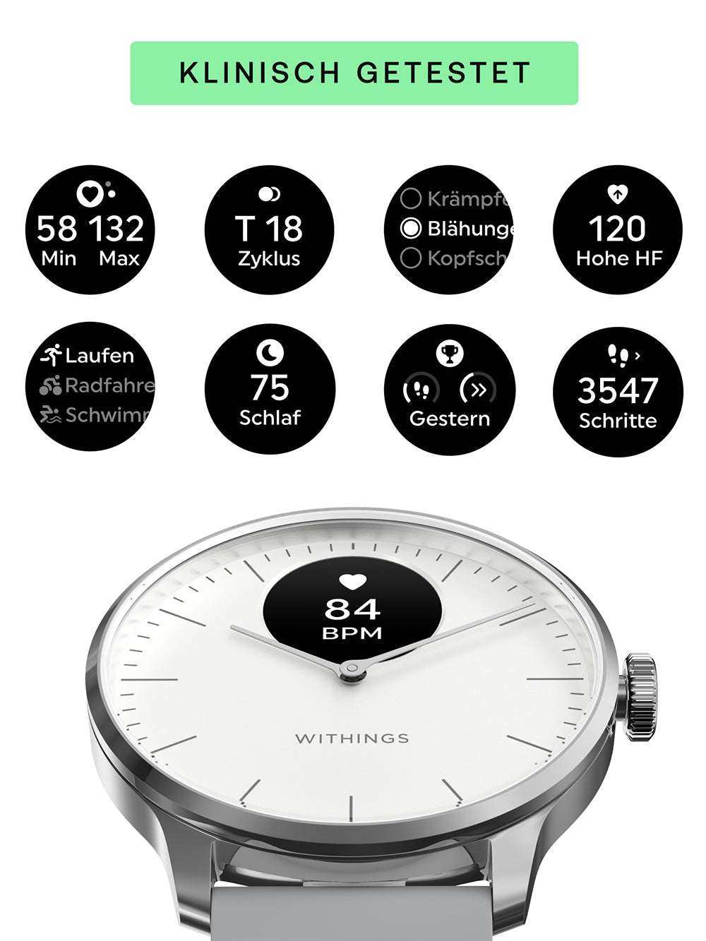 Withings HWA11-model 3-All-Int Scan watch Light White 37 mm 5ATM