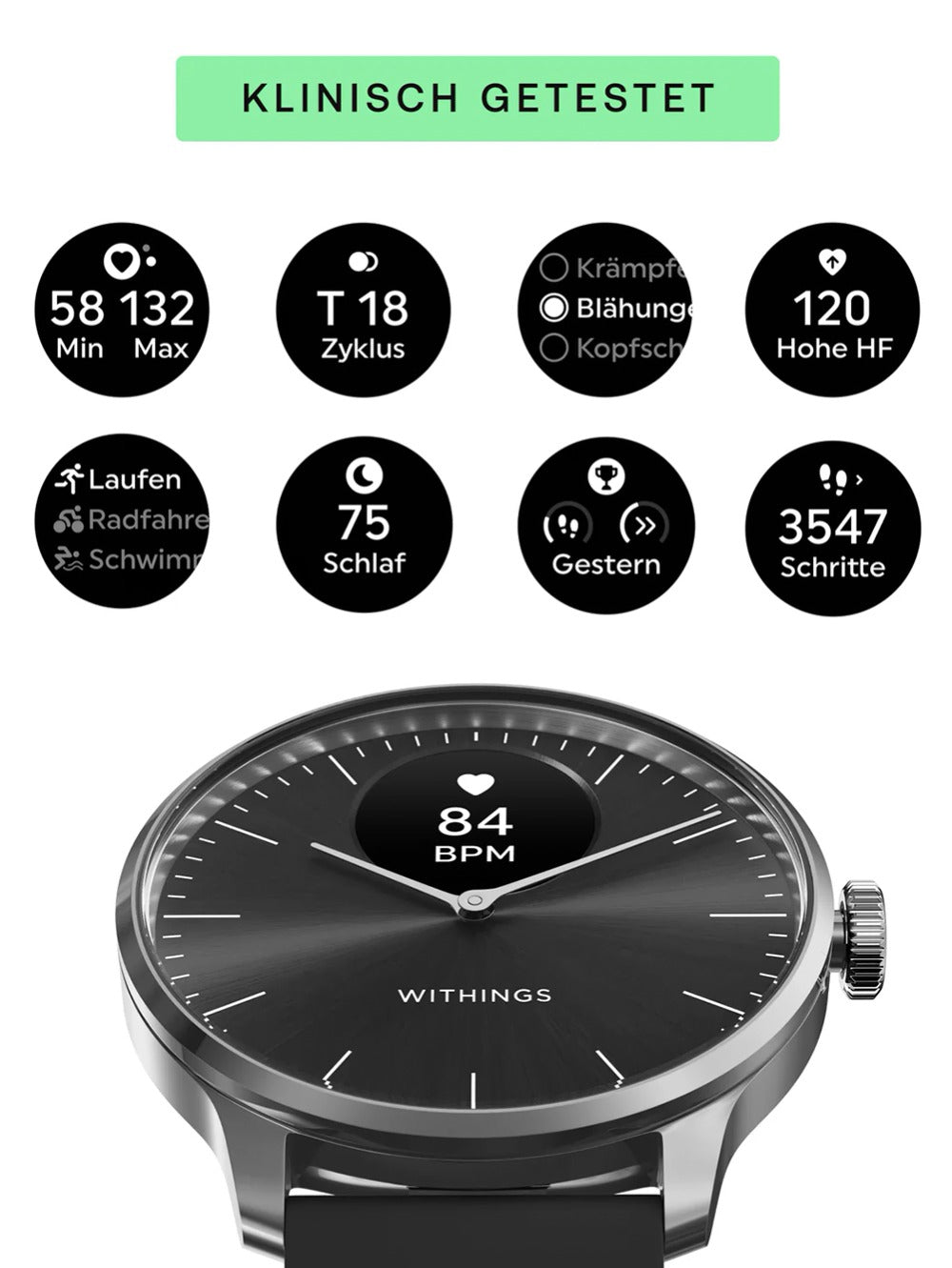 Withings HWA11-model 5-All-Int Scan watch Light Black 37 mm 5ATM