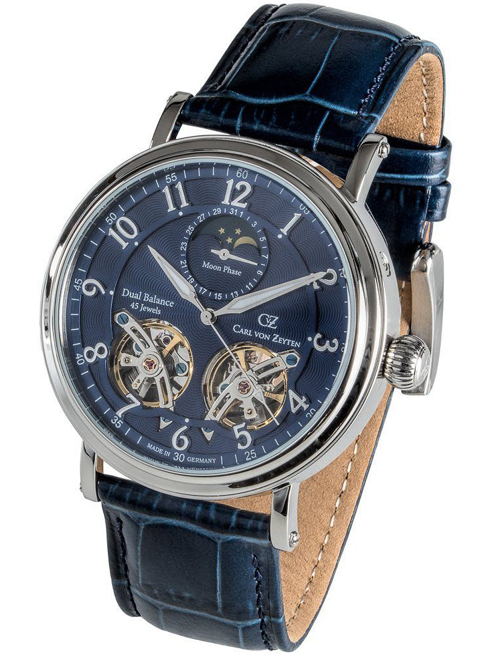 Carl von Zeyten CVZ0054BLS Murg Moonphase Automatic men's watch 46mm 5ATM